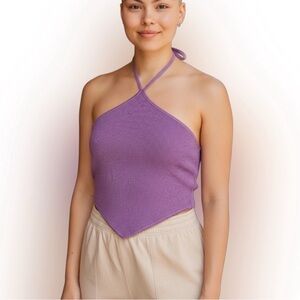 House of Harlow 1960 Lavender Halter Top Sz L